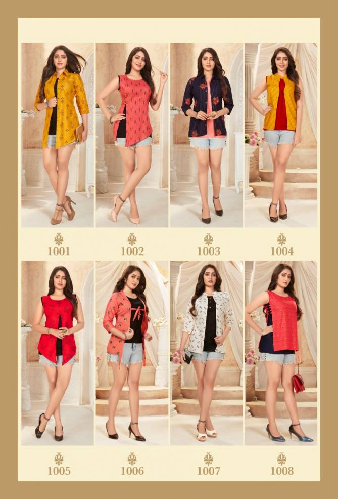 Hinaya Vogue 6 Fancy Stylish Designer Rayon Slub Western Ladies Top Collection
